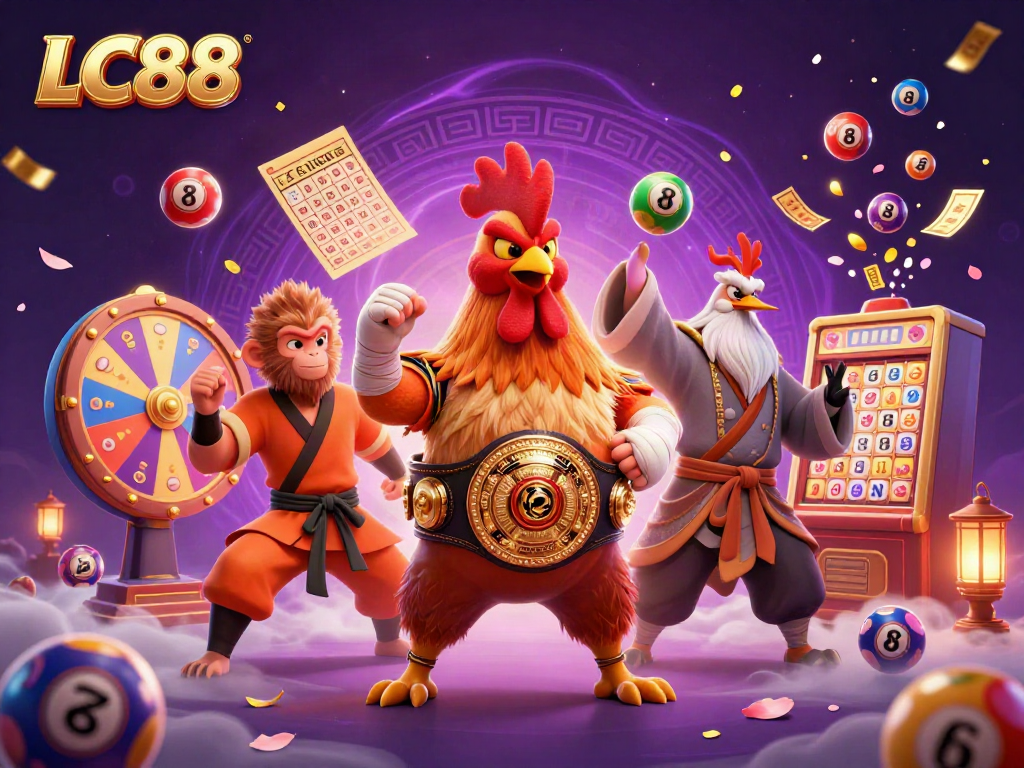 LC88 showcases an exciting lottery scene with dynamic characters and colorful game elements for gamblers.