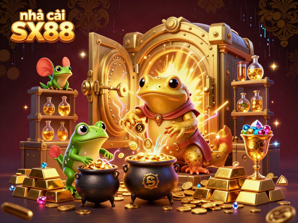 Experience the thrilling action of nhà cái SX88 with a vibrant, rich 3D casino scene featuring enchanting characters and sparkling elements.