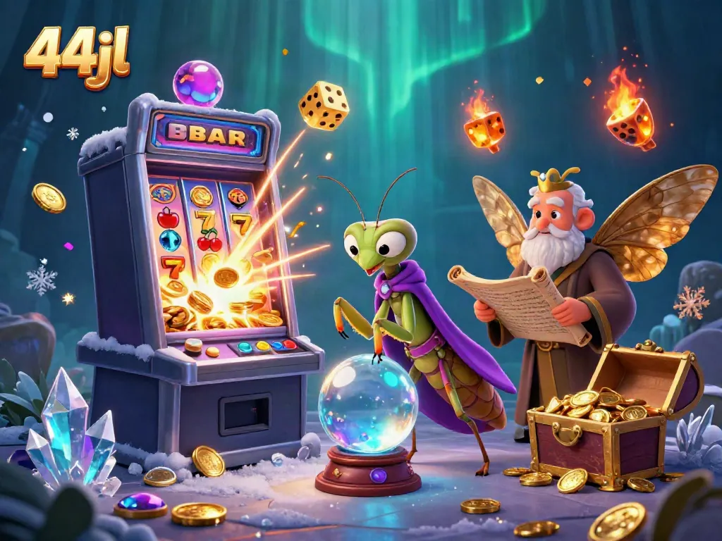 Experience thrilling 44jl gameplay with enchanting fortune teller and vibrant casino illustrations.