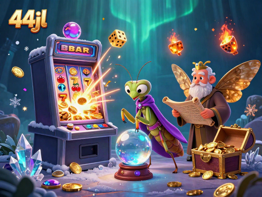 Experience thrilling 44jl gameplay with enchanting fortune teller and vibrant casino illustrations.