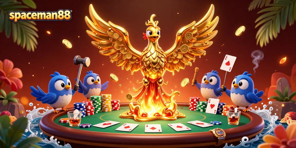 Experience the excitement of spaceman88 with rich gaming elements and a vibrant phoenix illustration.