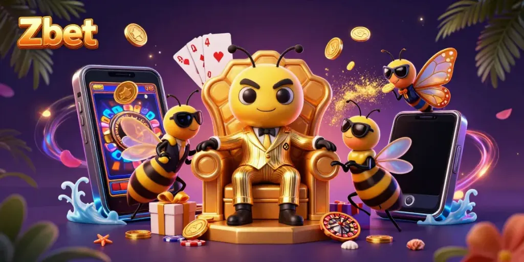 Immerse in the vibrant world of Zbet with a cartoon mob boss and exciting gambling elements.