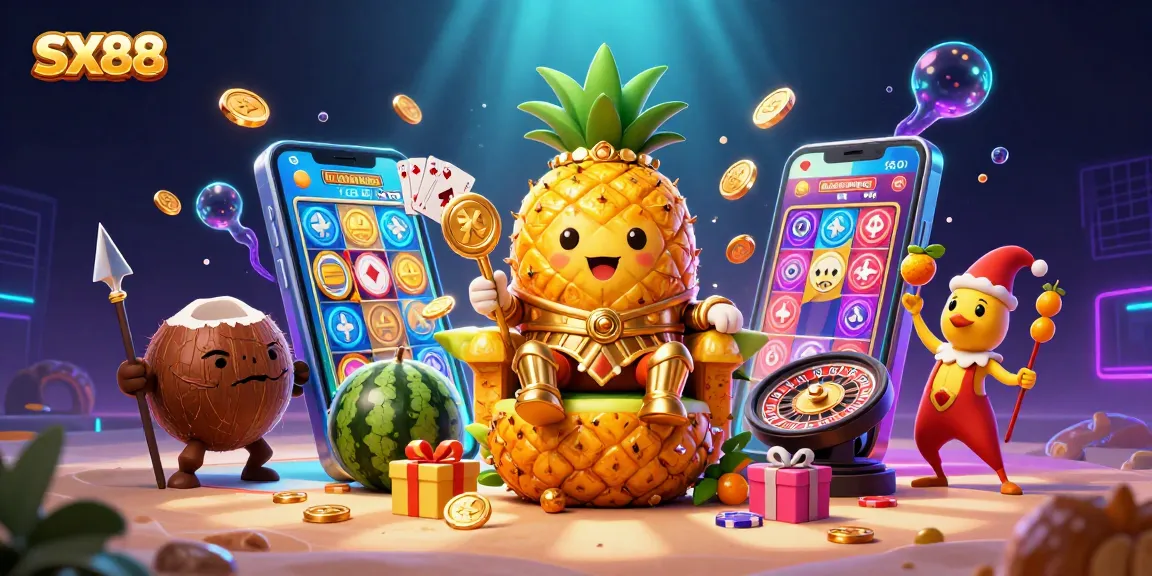 SX88 engages players with a vibrant 3D illustration showcasing thrilling casino elements