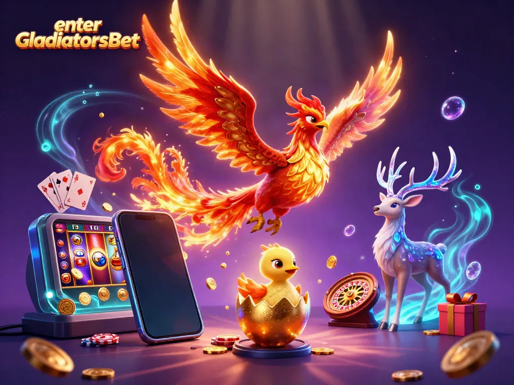 Experience the thrill of gaming by entering GladiatorsBet with vibrant illustrations of online casino elements.