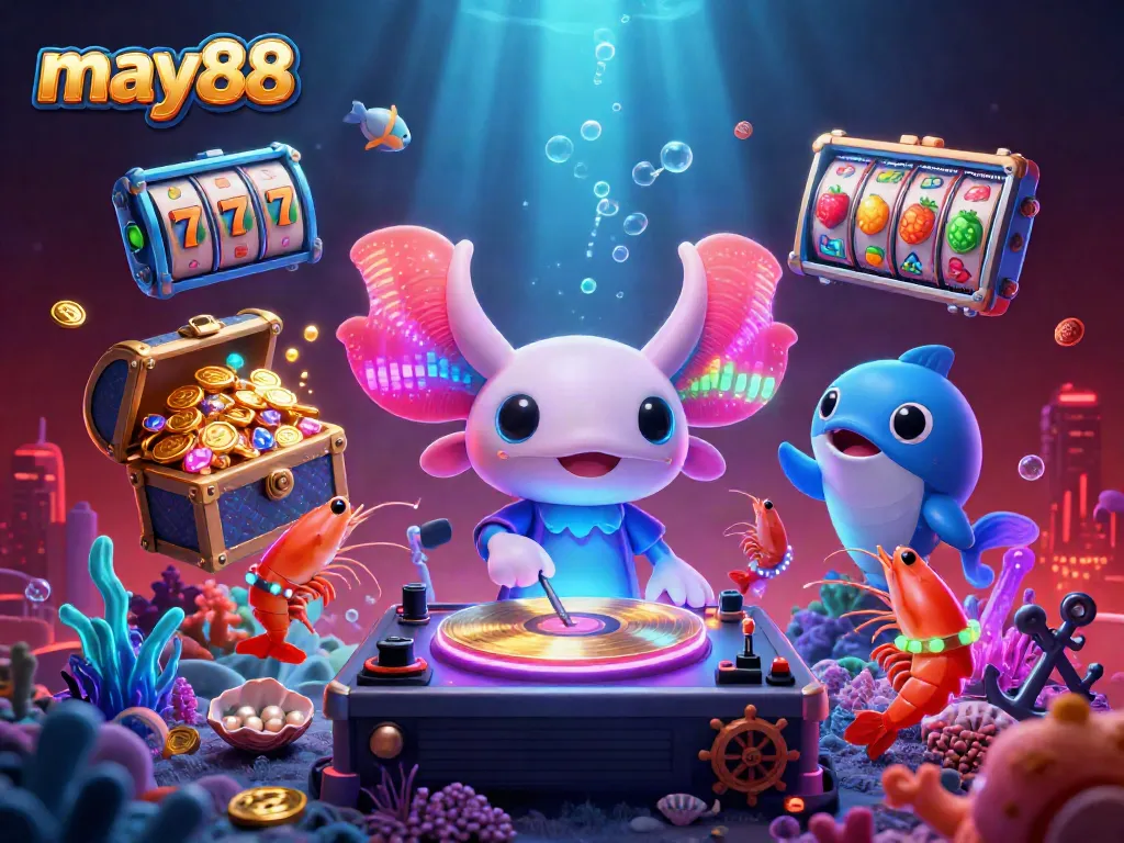 Experience the may88 excitement with our vibrant underwater casino scene featuring colorful characters and thrilling gaming elements.