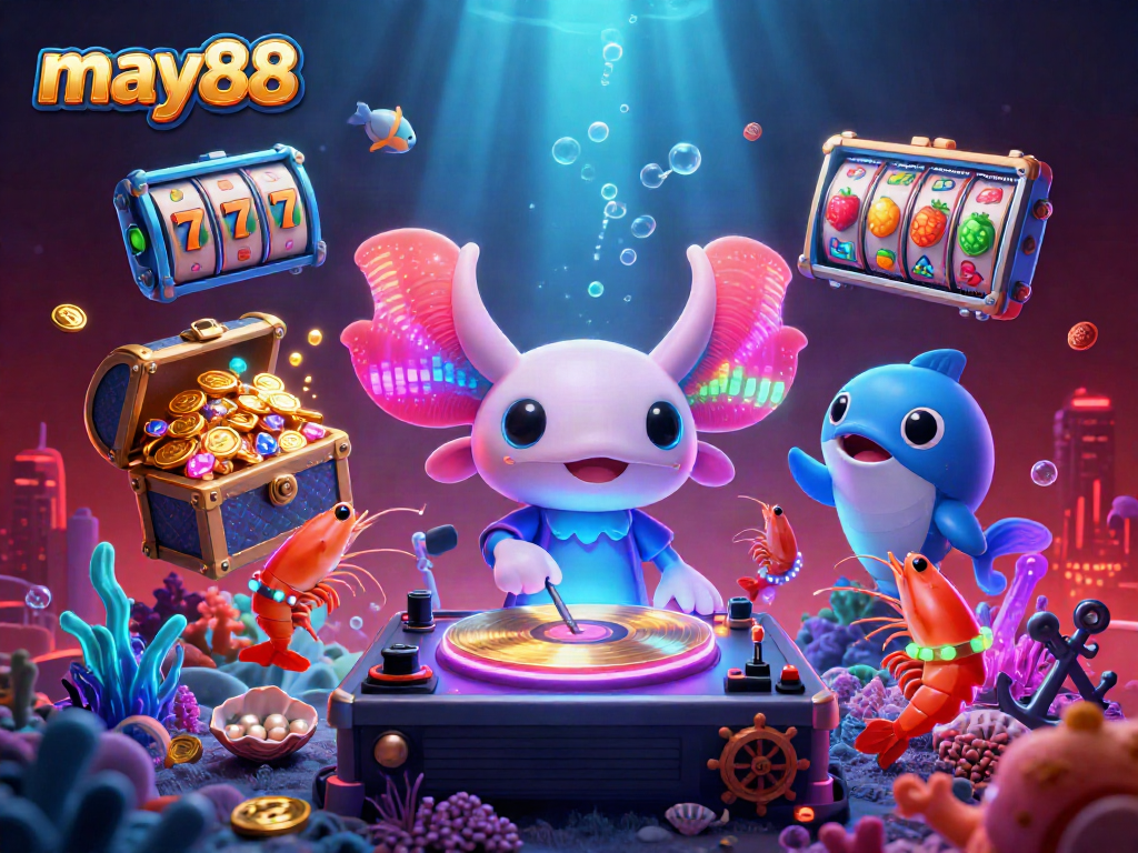Experience the may88 excitement with our vibrant underwater casino scene featuring colorful characters and thrilling gaming elements.