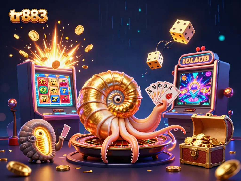 Experience big wins at tr883 casino with this immersive 3D illustration of an exciting game scene.