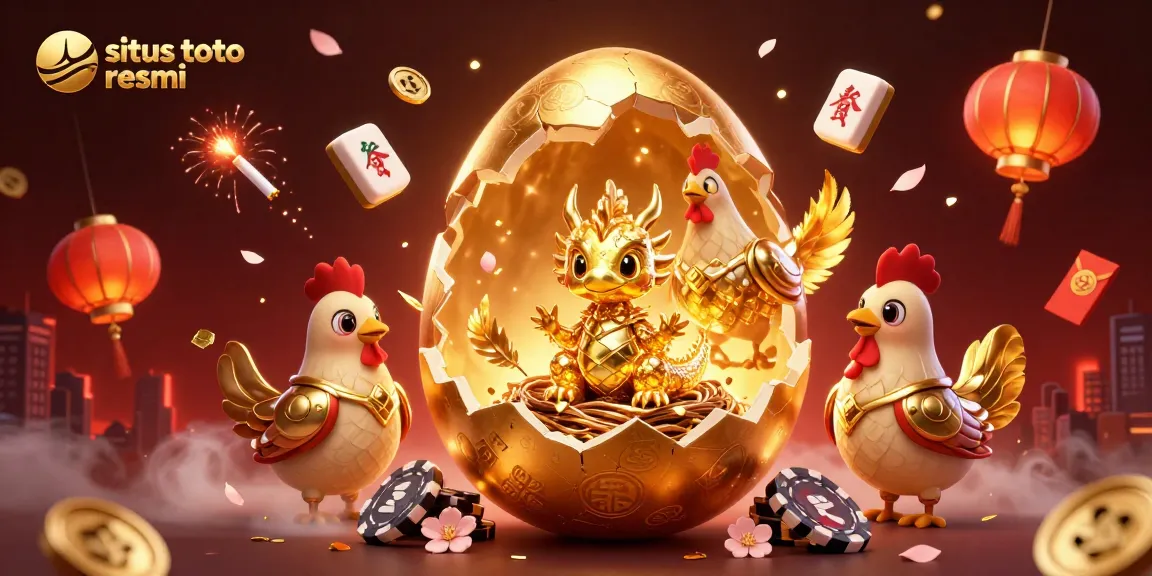 Experience the thrill of situs toto resmi with a golden dragon guarding poker chips in a vibrant casino scene.