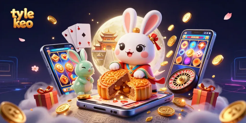 Engage in ty le keo analysis with dynamic 3D illustration of casino elements and folklore characters.