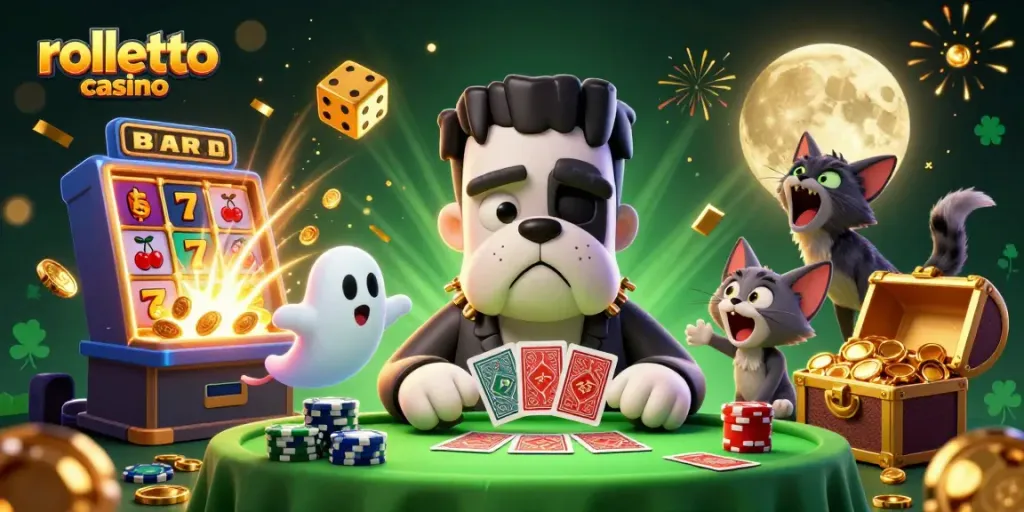 Engage with rolletto casino as the whimsical characters deal cards and experience a thrilling gaming atmosphere.