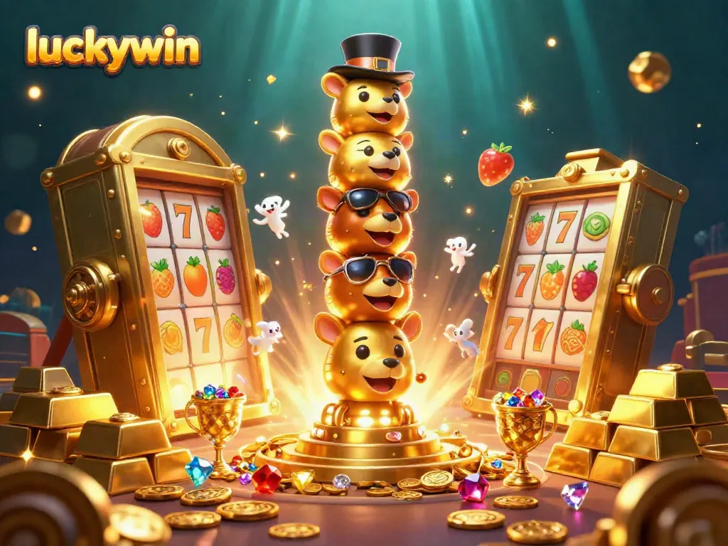 Experience exhilarating gameplay with Luckywin's vibrant 3D casino illustration, showcasing dynamic elements.