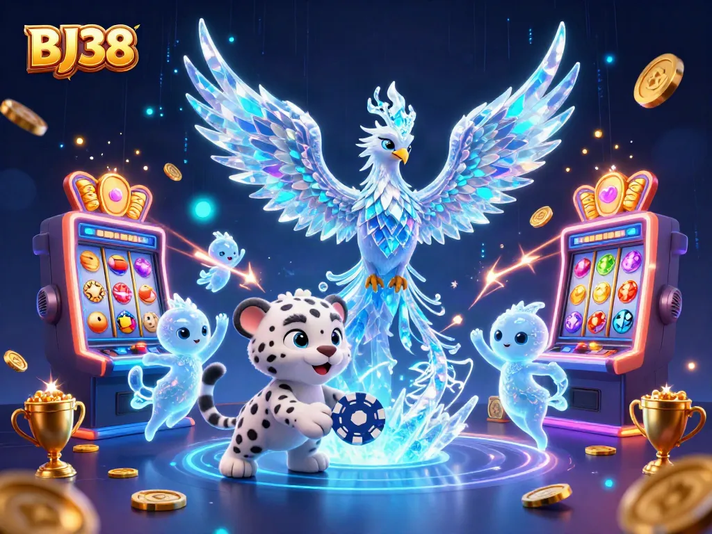 Experience winning moments at BJ38 casino with vibrant slot machines and charming characters.