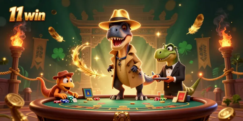 Experience the thrill of 11 win as a velociraptor card counter at a dynamic blackjack table