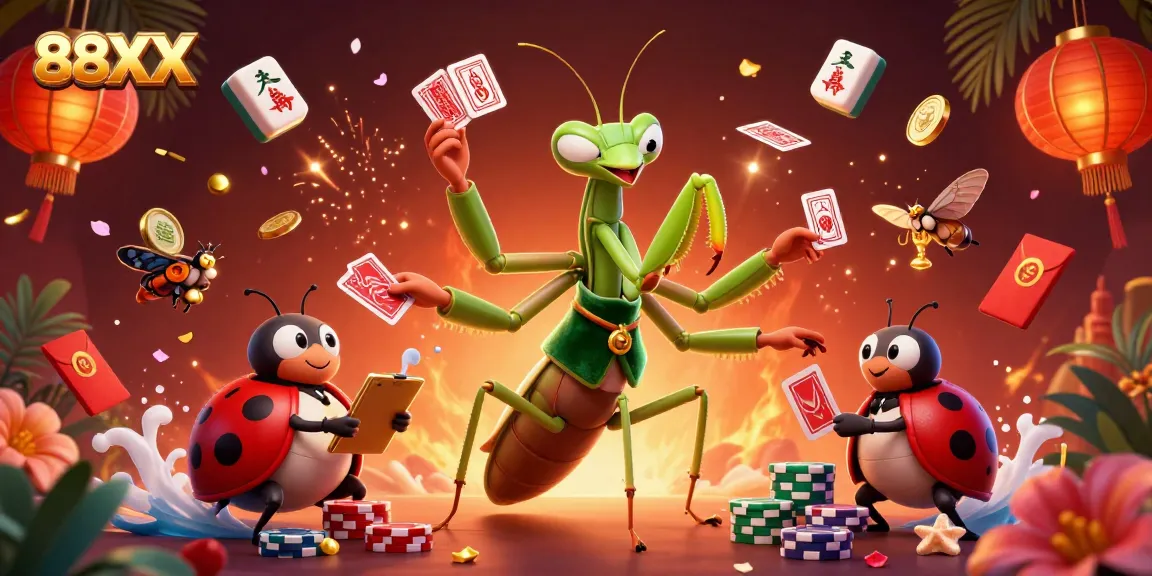 88XX casino players enjoy vibrant games in a rich 3D illustration with colorful elements.