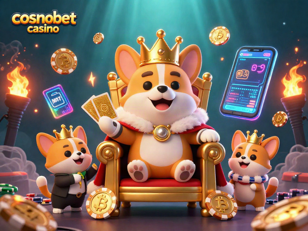 Engage with the exciting world of Cosmobet Casino illustrated through a dynamic scene with rich gambling elements.