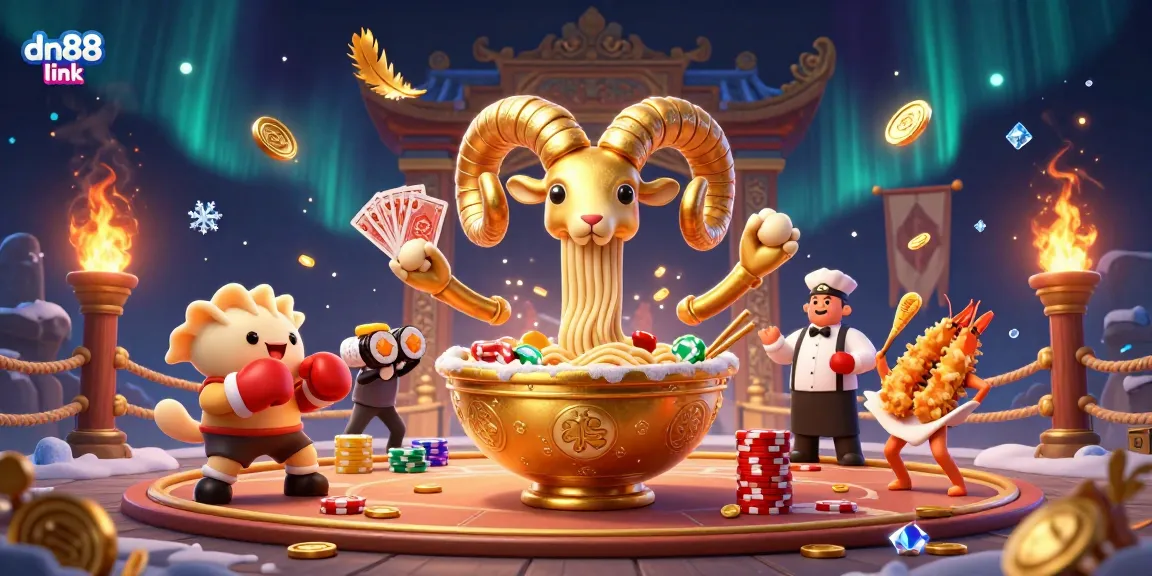 Experience the excitement of dn88 link with a vibrant scene featuring unique animated characters and casino elements.