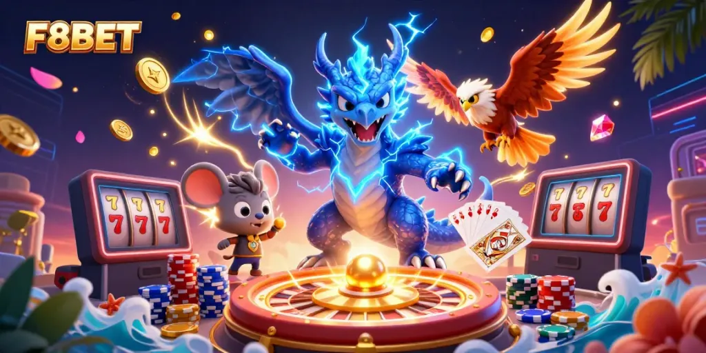 Experience thrilling action at F8BET with dynamic characters and vibrant casino elements.