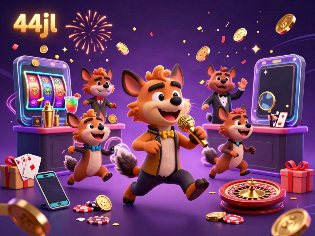 Hyenas at the 44jl comedy casino club, showcasing fun gambling elements and vibrant casino atmosphere.