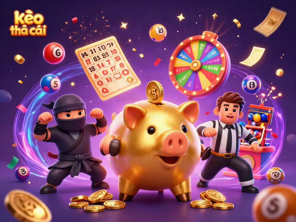 Capture excitement with kèo nhà cái inspired illustration featuring dynamic characters and vibrant casino elements.
