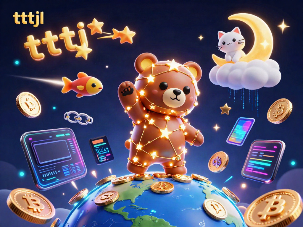 Experience excitement with tttjl in this vibrant 3D casino scene showcasing cosmic characters and crypto elements.