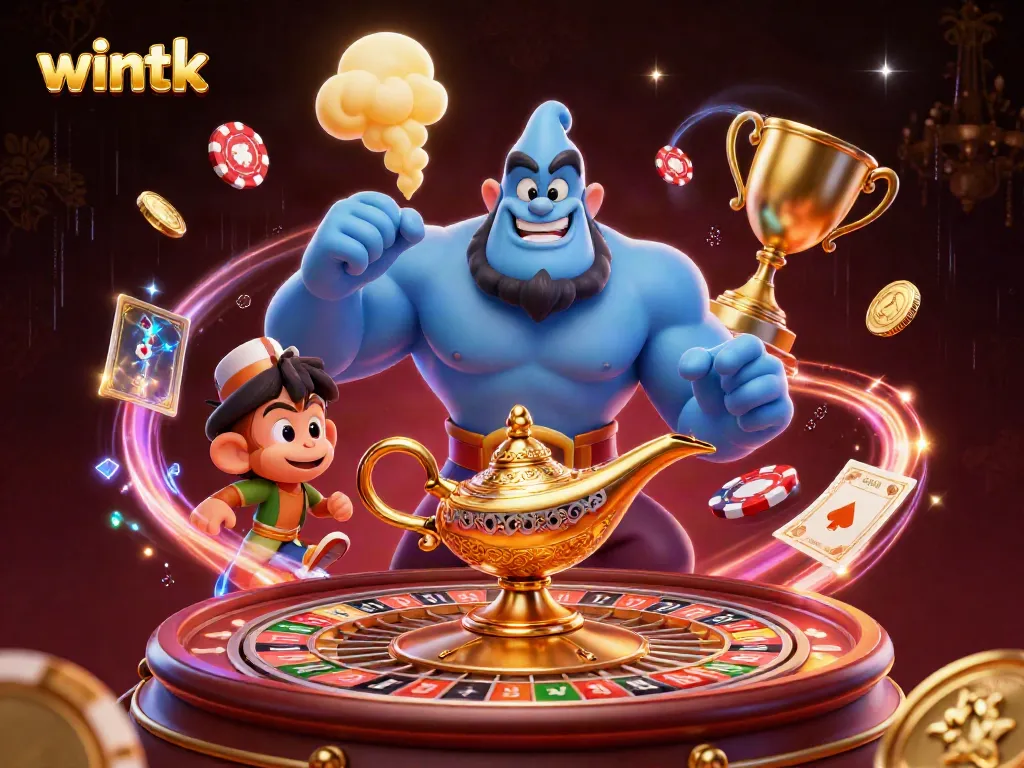 Engage in thrilling roulette action at wintk with vibrant characters and casino elements.