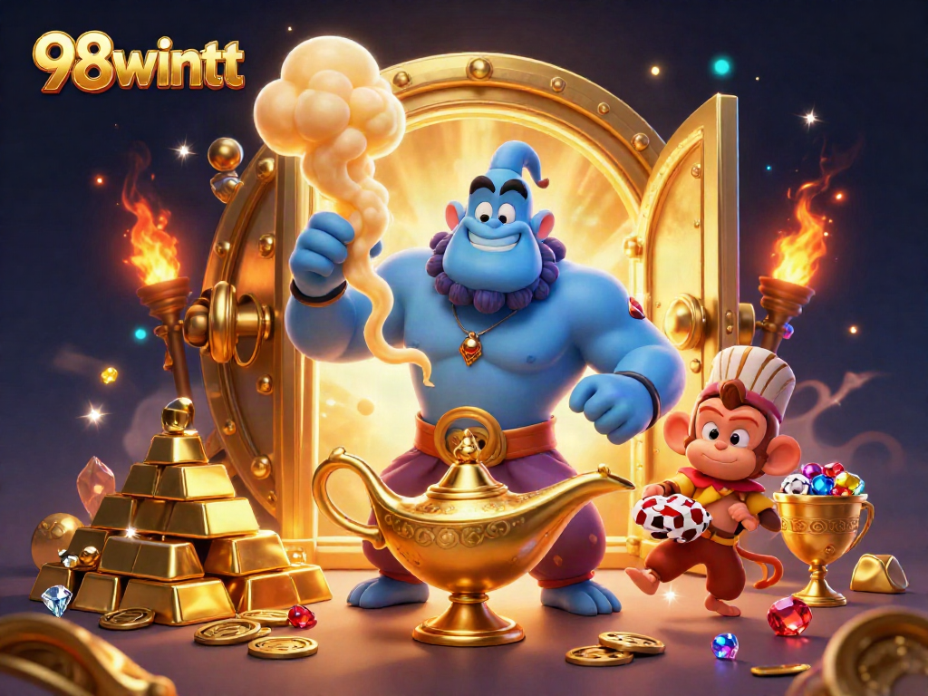 Explore thrilling adventures at 98wintt with magical casino elements and vibrant treasures.
