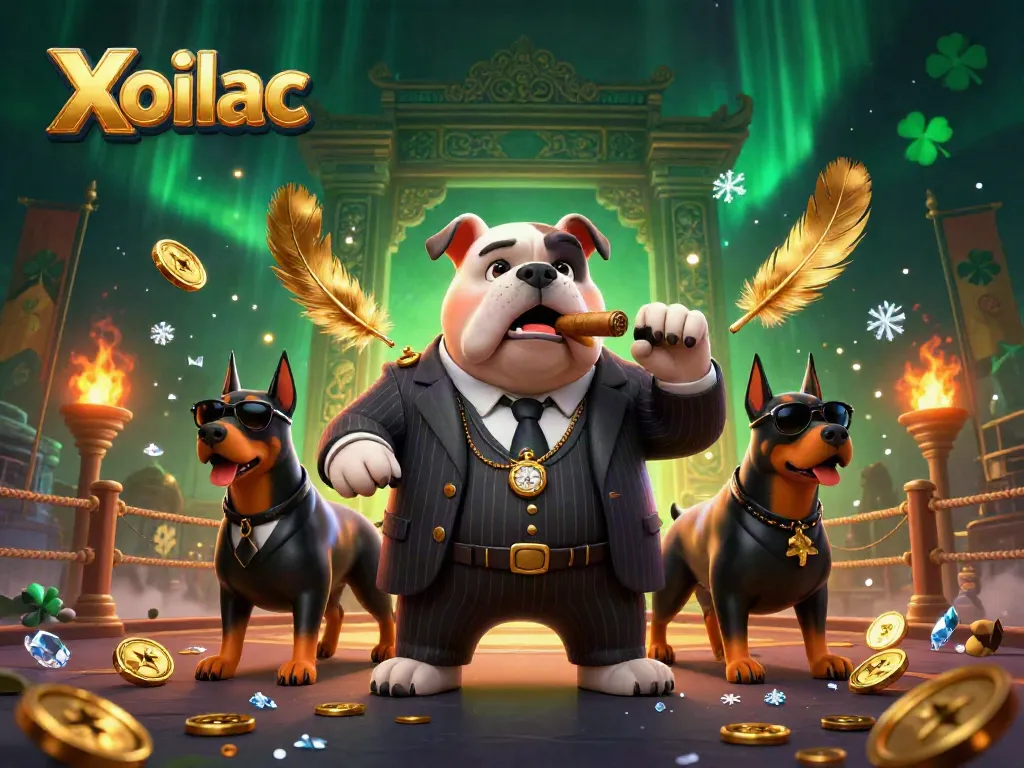 Xoilac delivers thrilling betting scenes featuring a mafia bulldog and Doberman bodyguards amidst spectacular casino elements.