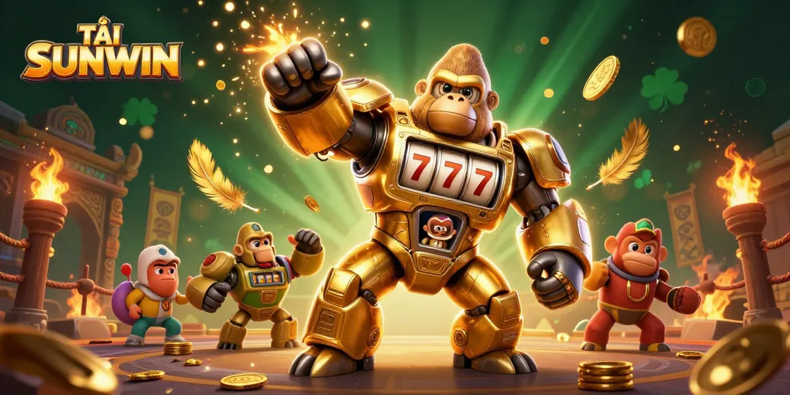 Experience the thrill of gaming with TẢI SUNWIN in this vibrant and dynamic 3D casino scene.
