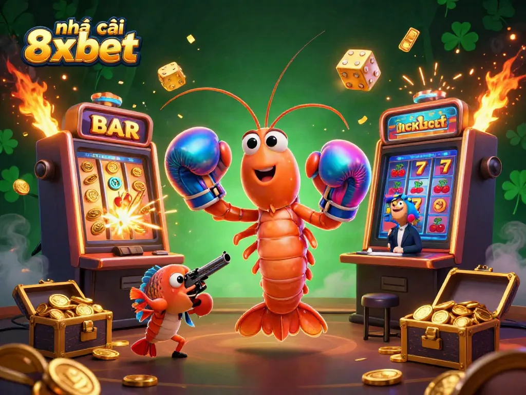 Engaging scene with nhà cái 8xbet featuring vibrant sea creatures and dynamic casino elements.