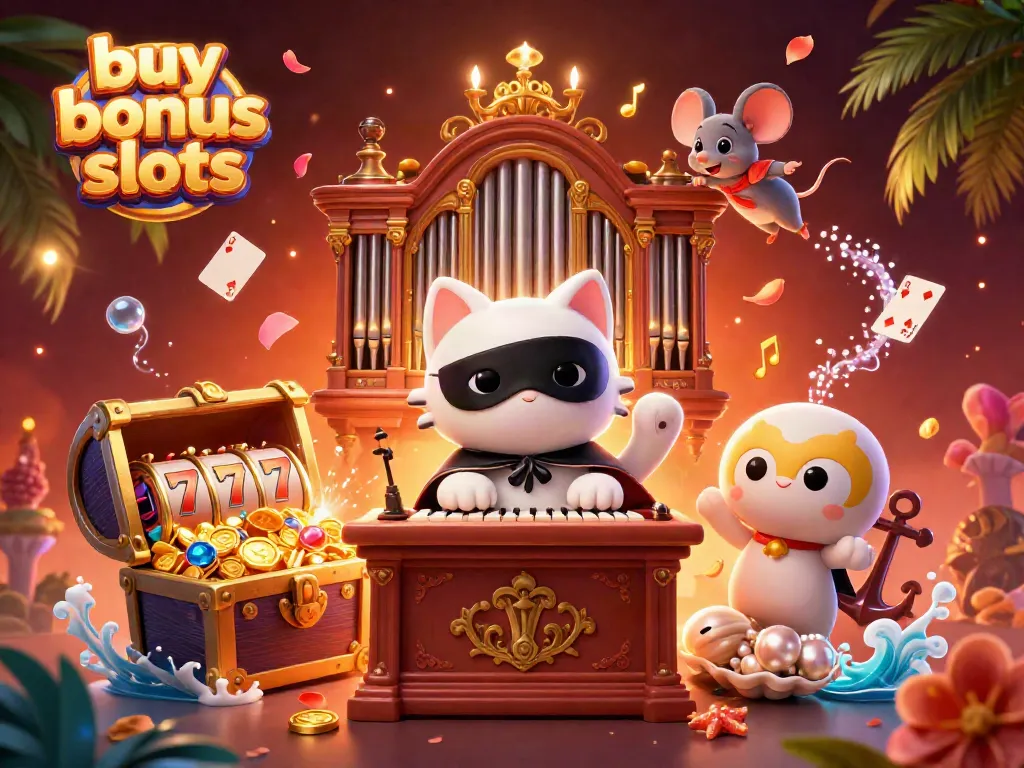 Engage with buy bonus slots at online casinos featuring vibrant 3D illustrations of characters and treasures.
