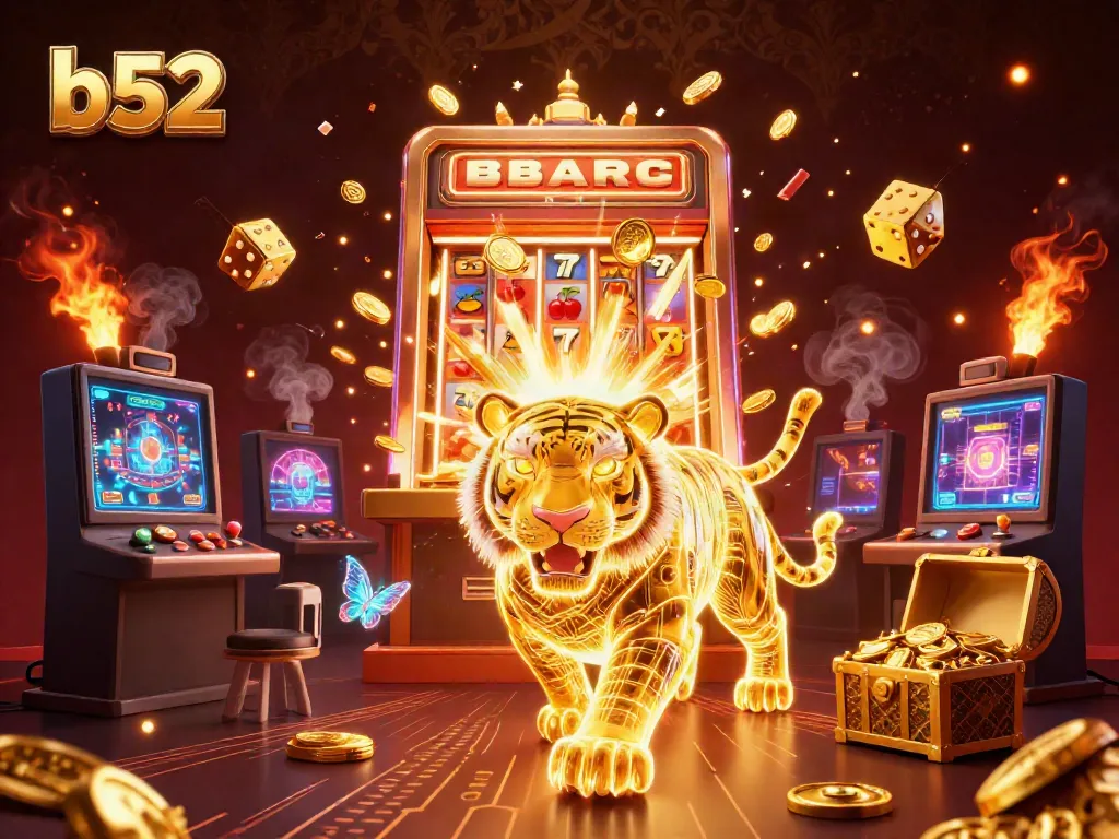 Experience dynamic gameplay with b52 in a vibrant casino scene featuring a golden tiger and a jackpot.