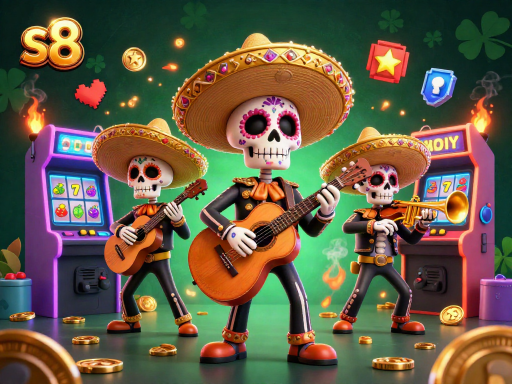 Join the lively skeleton mariachi band at s8 for thrilling casino slots action!