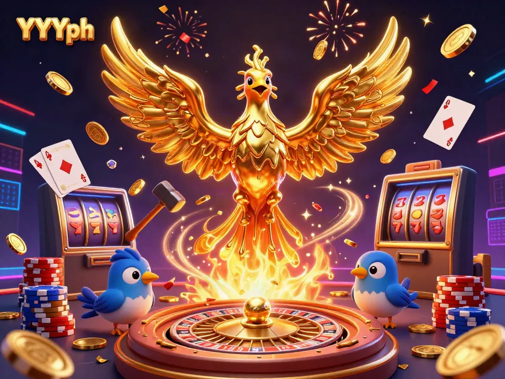 Experience thrilling gaming adventures with YYYph's vibrant animated casino scene.