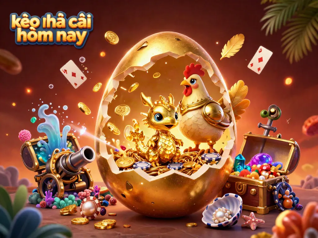 Engage with kèo nhà cái hôm nay through exciting casino elements in a vibrant 3D illustration.