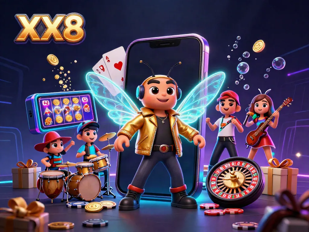Engage with the exciting world of XX8 as the cicada rock star dazzles while showcasing vibrant slot games.