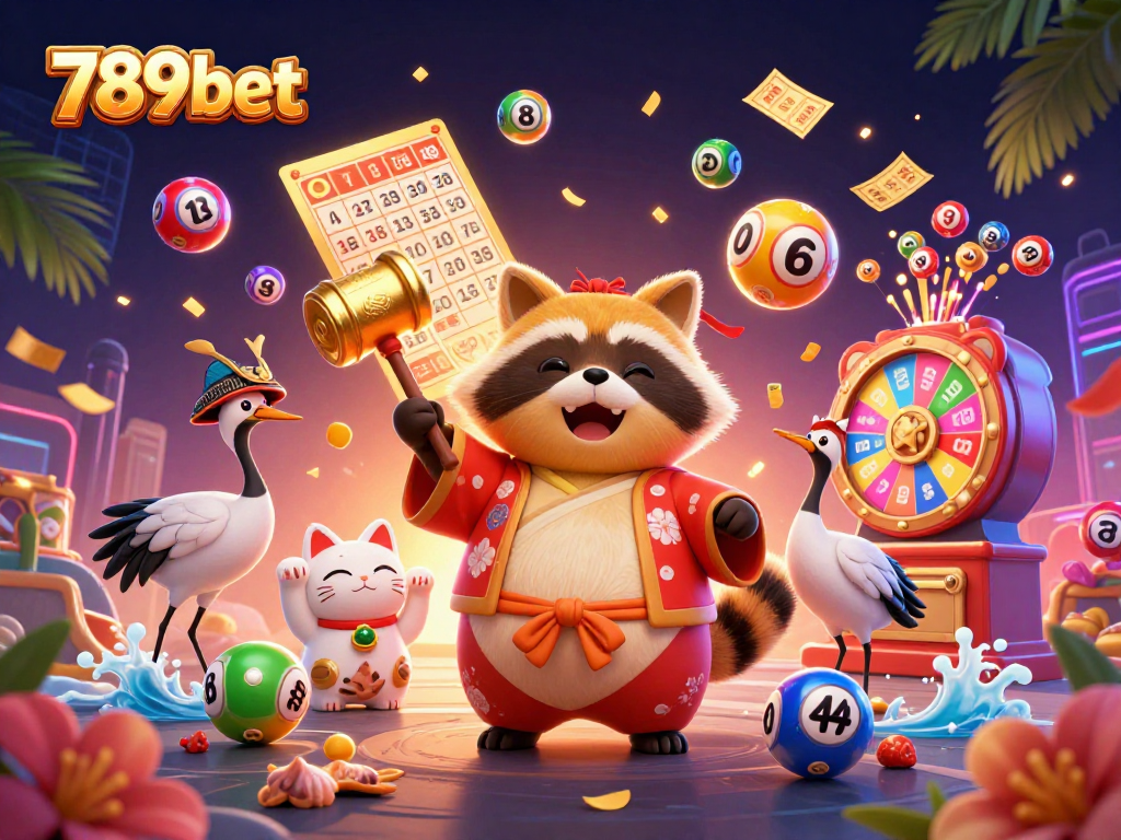 Join the thrilling world of 789bet with a vibrant 3D scene full of exciting gambling elements and cheerful characters.