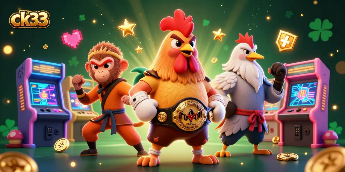 Engage with ck33's thrilling gaming world featuring lively characters and colorful casino elements.