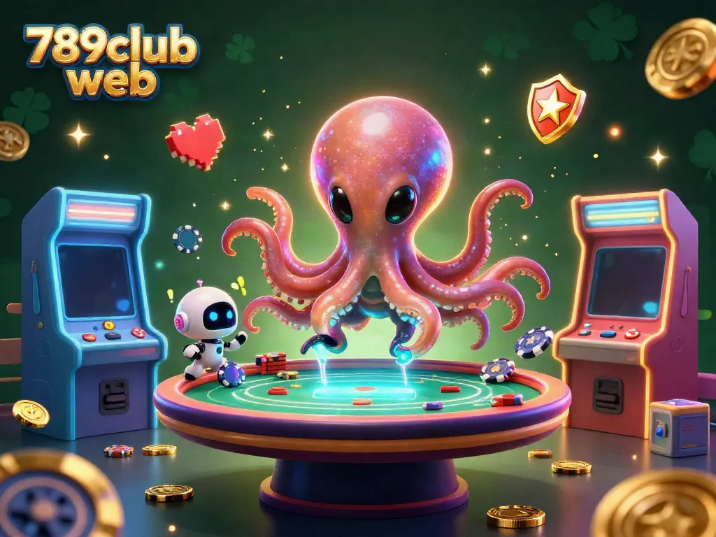 Experience the excitement of 789club web with a dynamic alien octopus and colorful gaming elements.