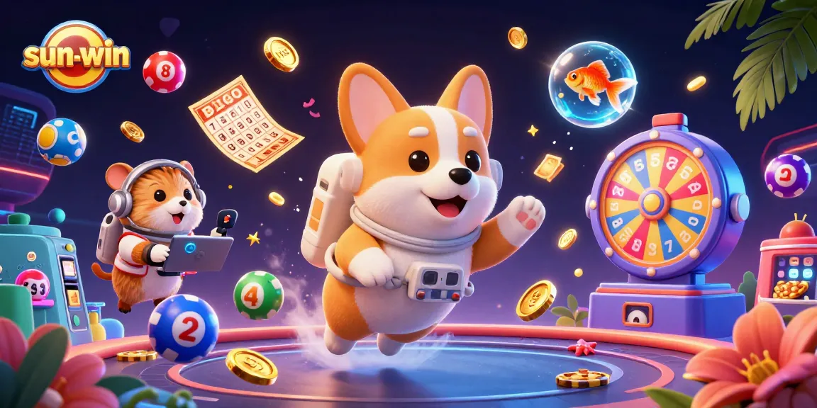 Engage in thrilling games at sun-win with playful characters in a lively casino scene