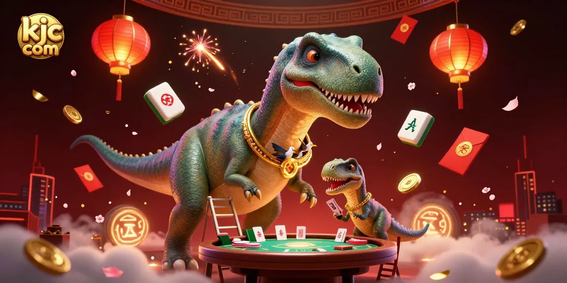 Engage with the thrilling atmosphere of kjc com featuring a brontosaurus and raptor in an animated casino scene.