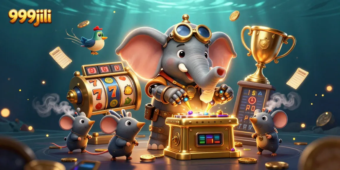 Engage with thrilling slot reels on 999jili through an animated 3D scene of gambling excitement.