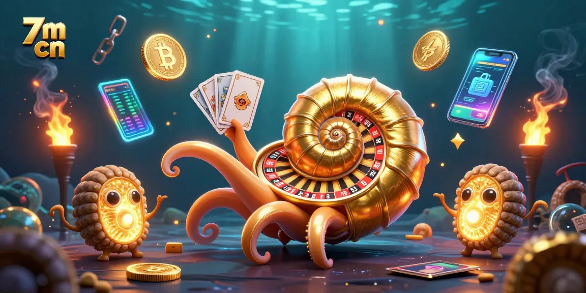 Experience thrilling games with 7m cn as the nautilus spins the roulette wheel surrounded by vibrant crypto elements.