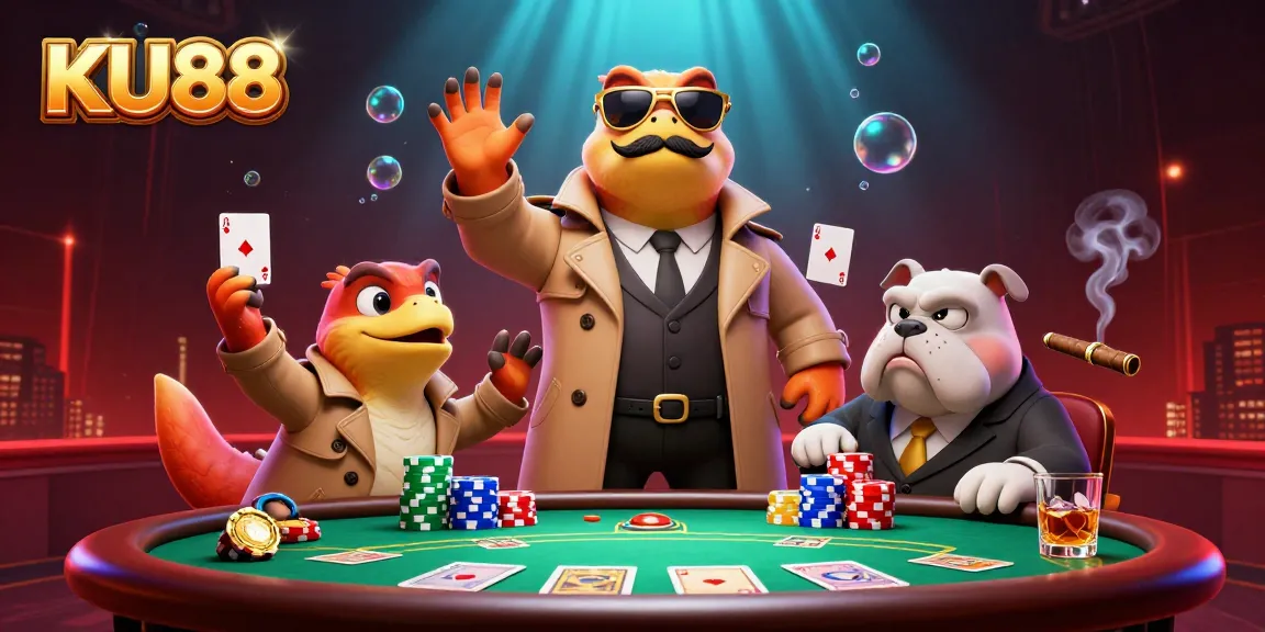 Experience thrilling wins at KU88 Casino with animated raptors sneaking into a VIP lounge.