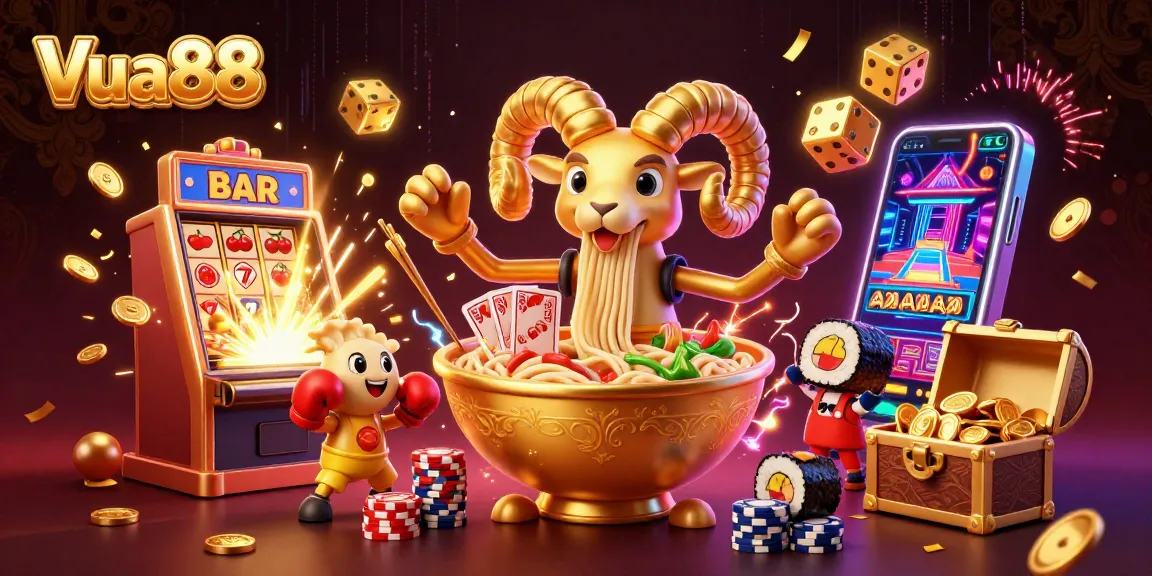 Vua88 showcases a fun-filled 3D casino experience with vibrant characters and explosive gaming action.