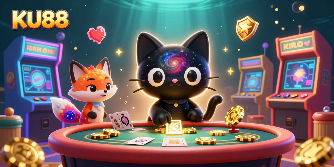 Engage with vibrant KU88 casino gaming through colorful 3D illustration showcasing interactive fun.