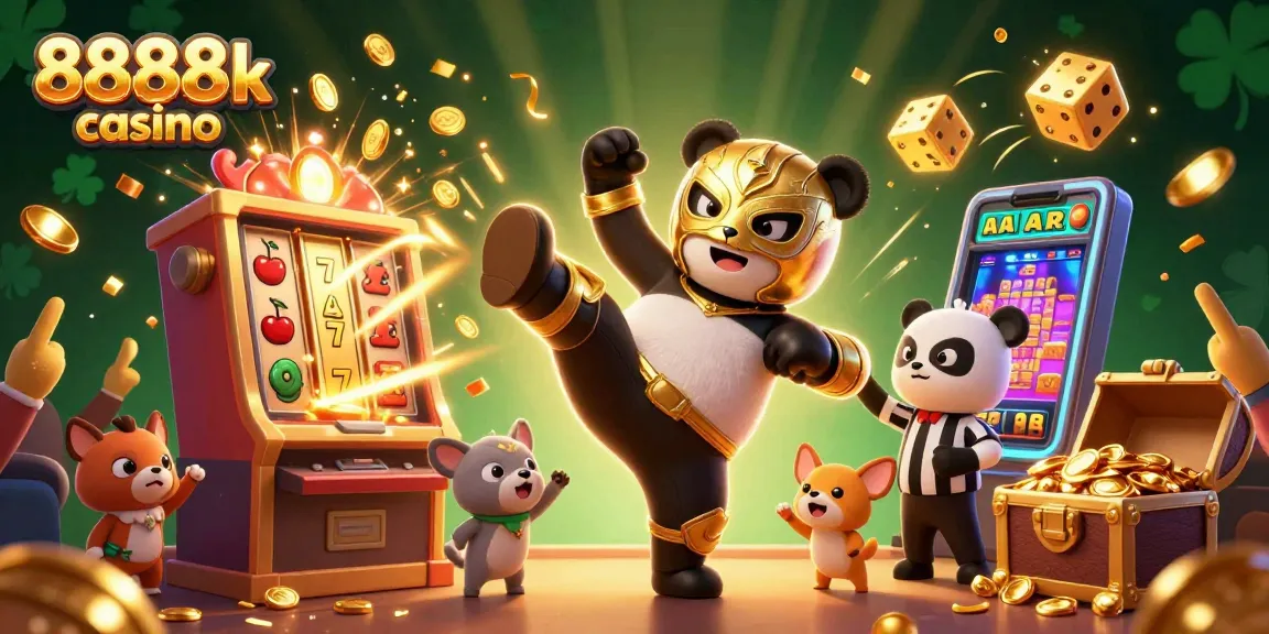 Experience thrilling gaming action at 8888k casino with vibrant characters and dynamic elements.