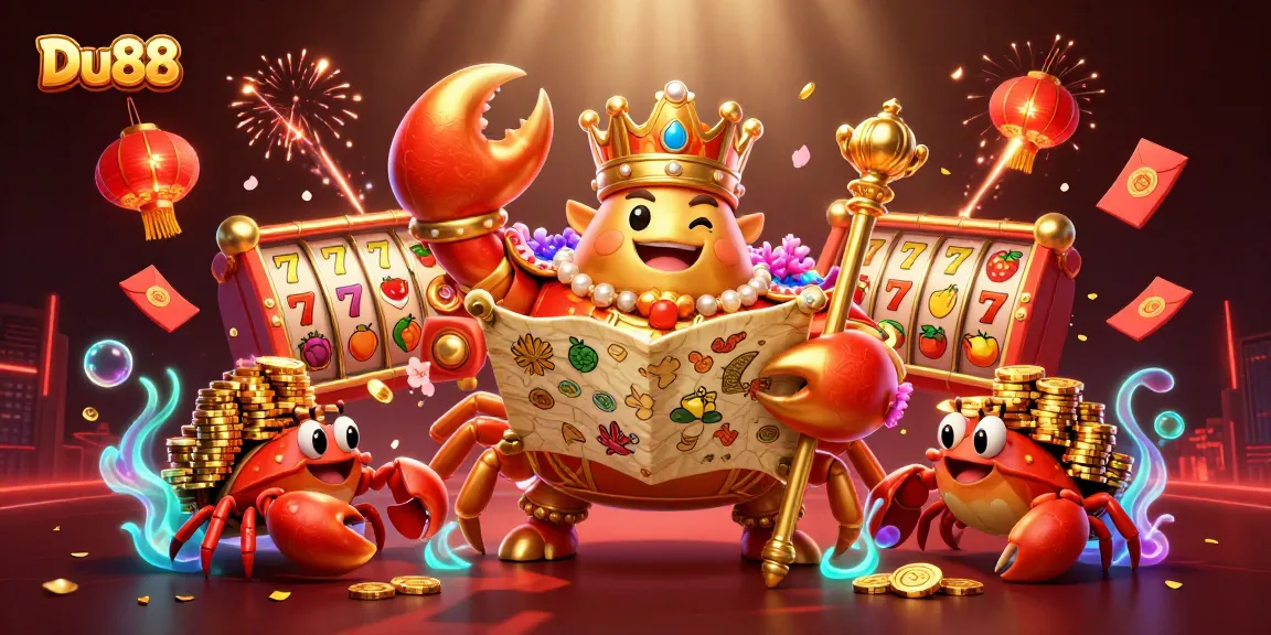 Experience the excitement of Du88 slots with golden crab emperor and vibrant casino elements.