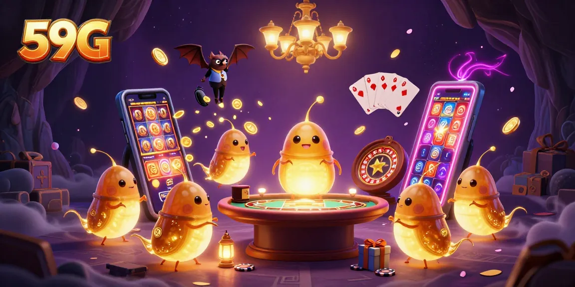 Experience the vibrant glow of 59G with casino adventures and glowing characters at the cave casino.
