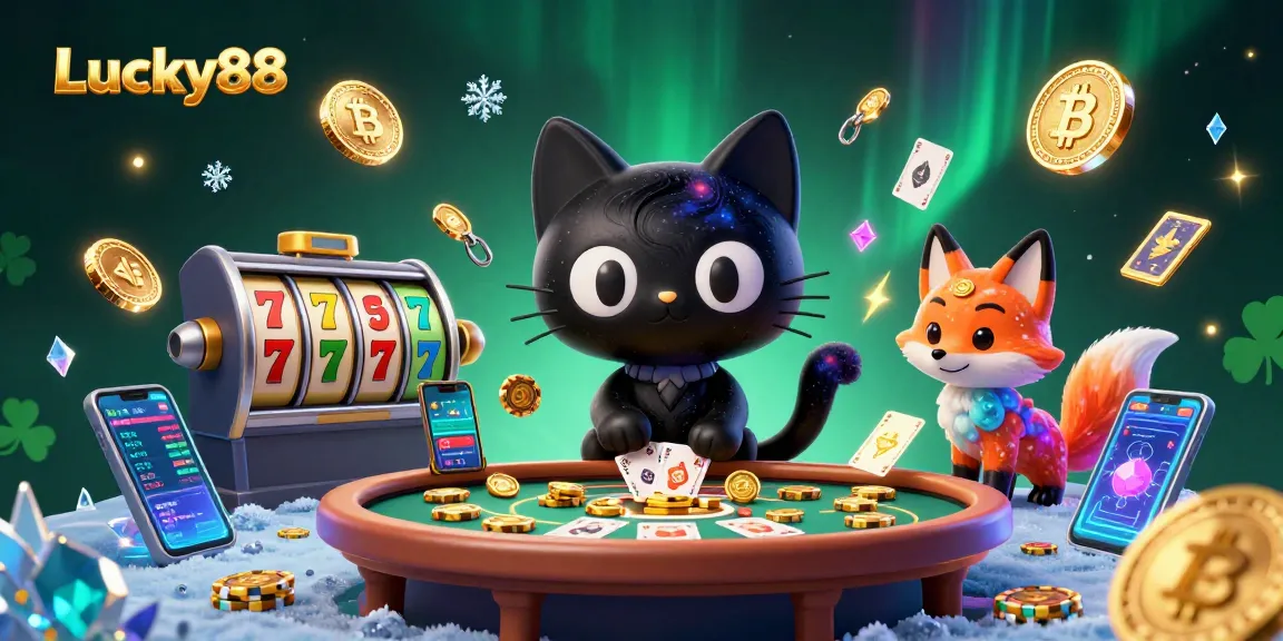 Experience the excitement of Lucky88 slots with a dynamic cosmic casino illustration