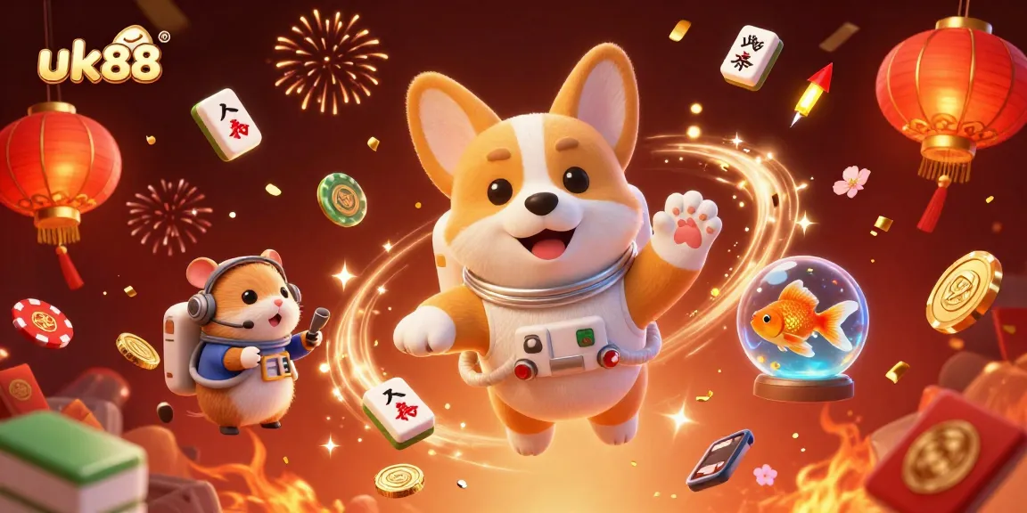 Experience thrilling action at uk88 in a vibrant space casino with corgis and goldfish!